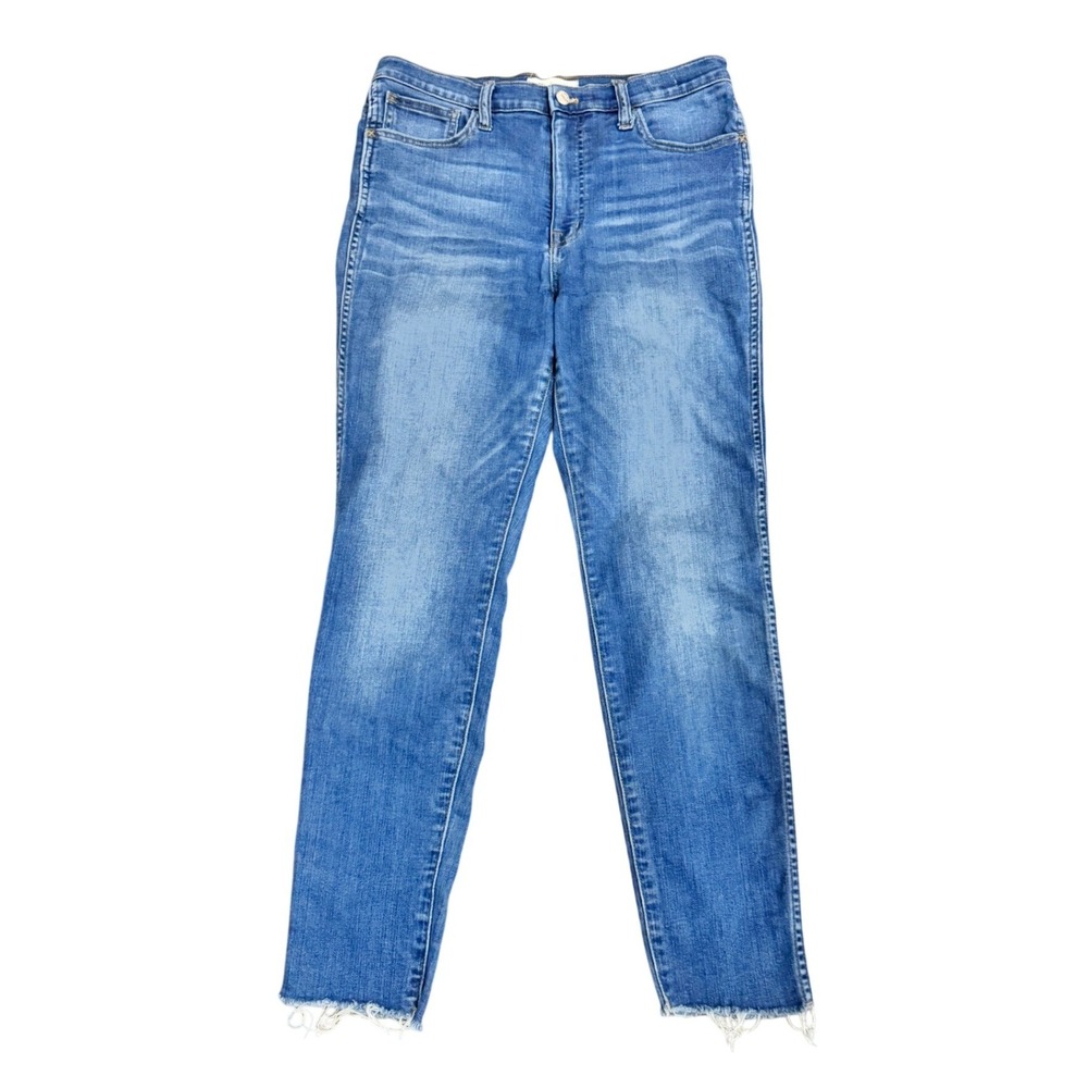 Madewell Jeans Womens 30 Blue High Rise Straight Raw Hem Stretch Denim